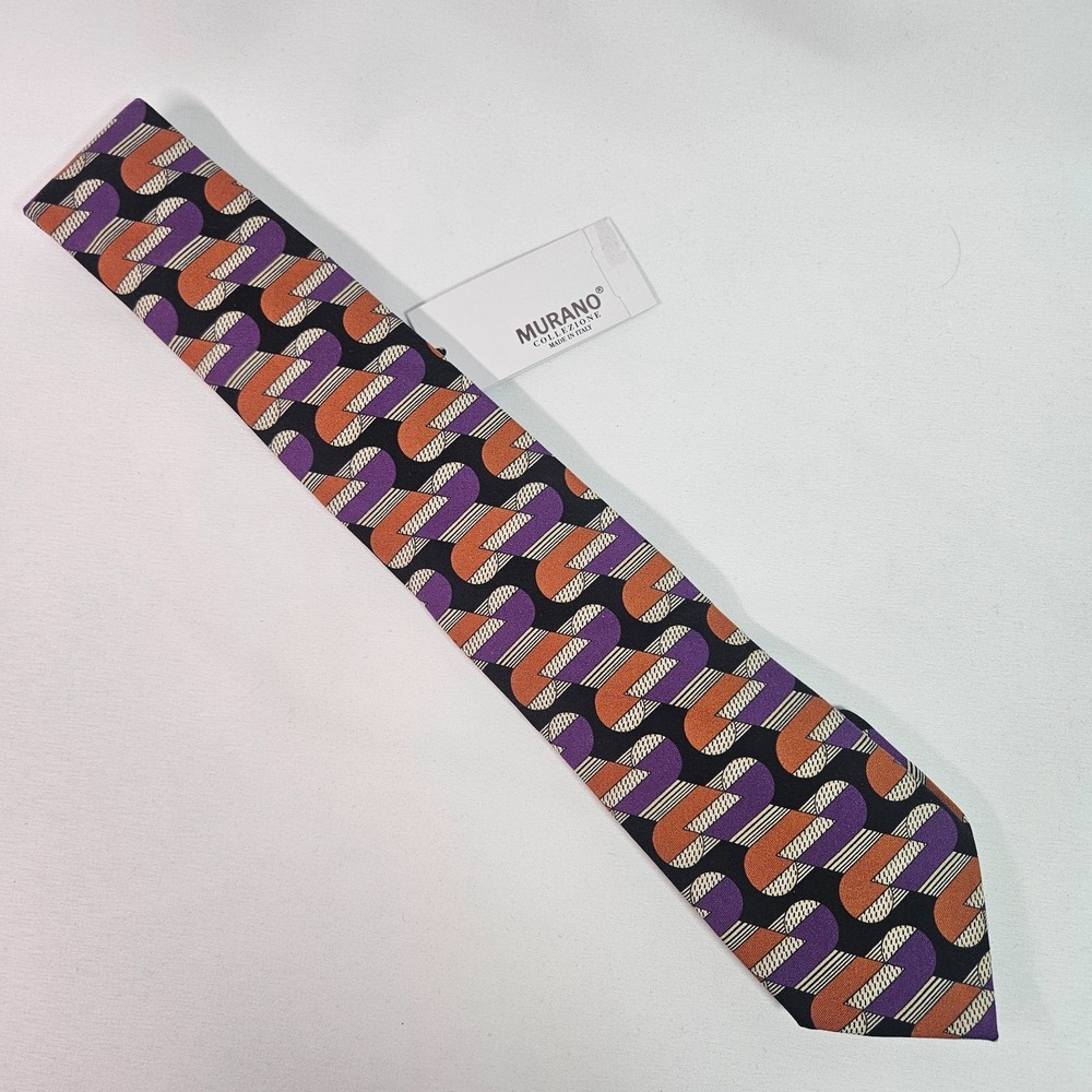 New Murano 100% Silk Made in Italy Tie Men Geometric‎ Print 3"x 60"